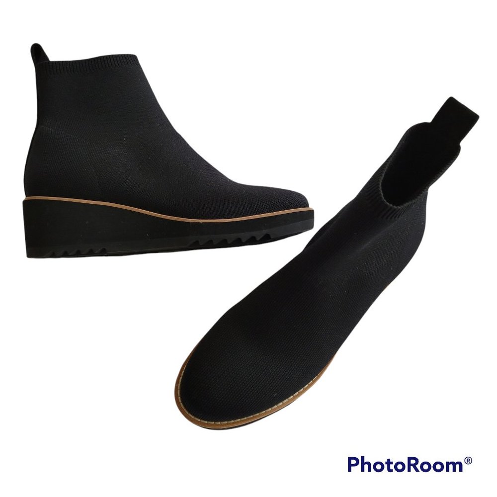 Eileen Fisher Black London Wedge Knit Bootie
